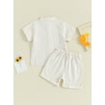 thumbnail image 4 of Suealasg Kids Boys Summer Outfits 6M 1T 2T 3T 4T 5T Little Boys Short Sleeve Button T-Shirt Tops +Elastic Shorts Set 2Pcs Child Boys Casual Linen Clothing, 4 of 9