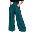 thumbnail image 2 of BRELIL Women Plus Size Wide Leg High Waisted Flowy Trousers with Pockets Casual Loose Long Palazzo Pants Baggy Dressy Fall Winter Outfits, Green L, 2 of 6