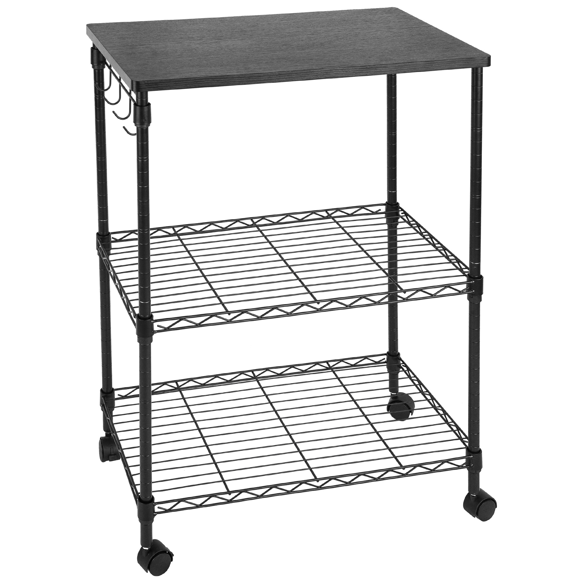 Rustic Kitchen Cart with Wheels and Storage, 3 Tier Metal Rolling