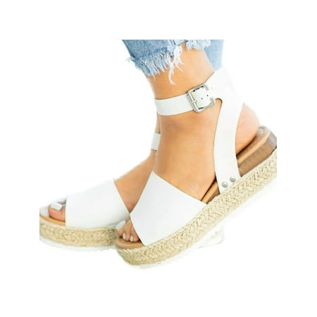 

YCCOTO Womens Summer Platform Espadrilles Wedge Sandals Ankle Strap Flatform Shoes Size