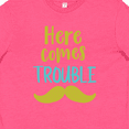 thumbnail image 4 of Inktastic Here Comes Trouble, Mustache - Blue Green Youth T-Shirt, 4 of 5