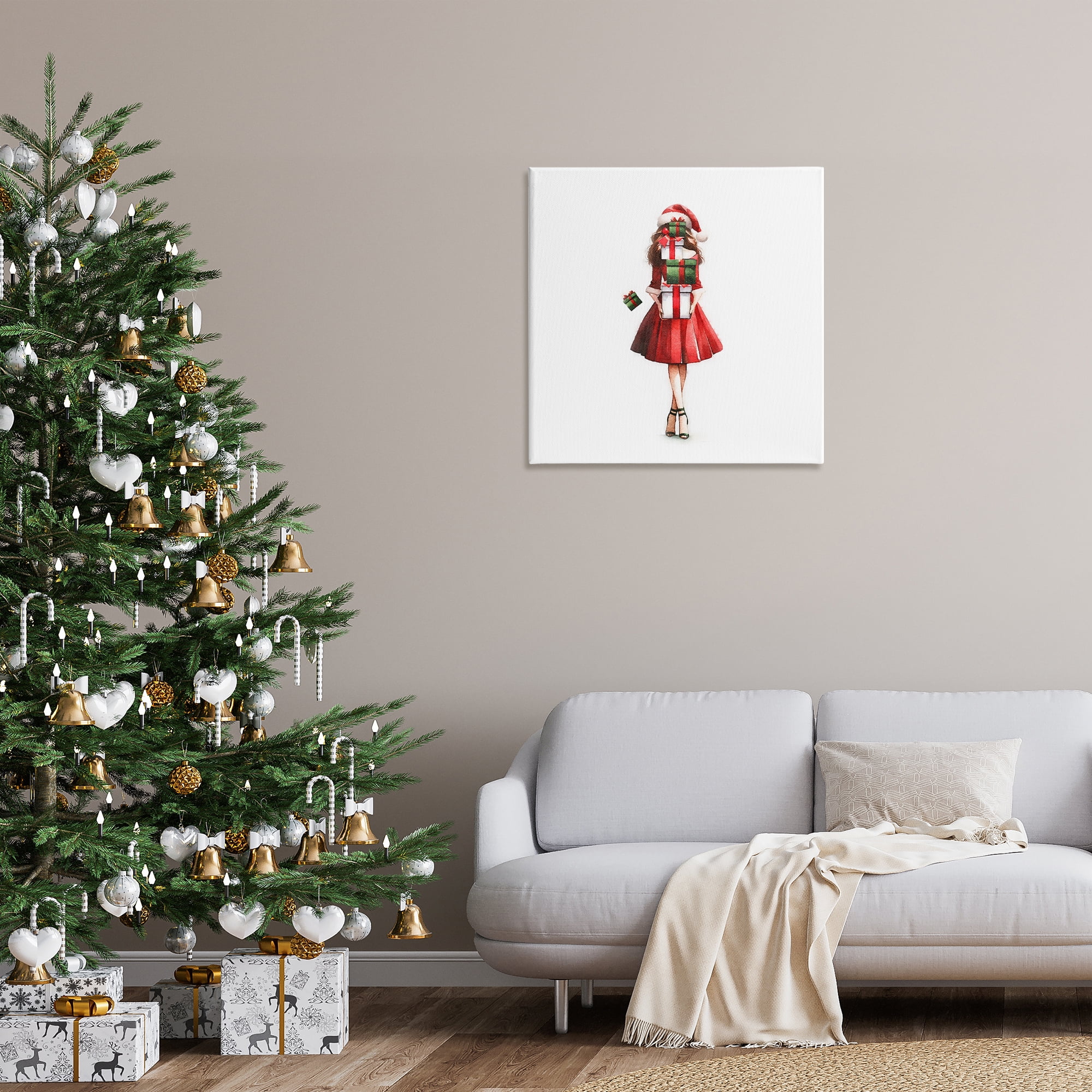 Stupell Industries Carrying Christmas Fun Holiday Painting Gallery Wrapped Canvas Art Prints Wall Art, 30 x 30
