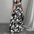 thumbnail image 7 of JoveMarine Summer Dresses for Women 2026 Floral - Print V-Neck Long Waist Cinching Flowy Maxi Dress with Elastic Back for Beach Resort,Black L, 7 of 7