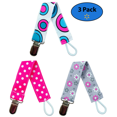 EliteBaby Pacifier Clip Holder for Girls, 3 Pack , Teething Toys