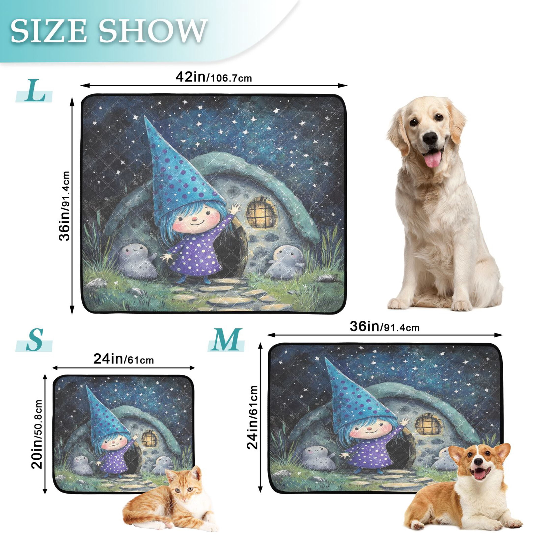 Qxltty The Blue Fairy Cat litter Pads Pet Set of 3 Diaper Mats Center Anti-leakage Layer Absorbent Soft and Comfortable