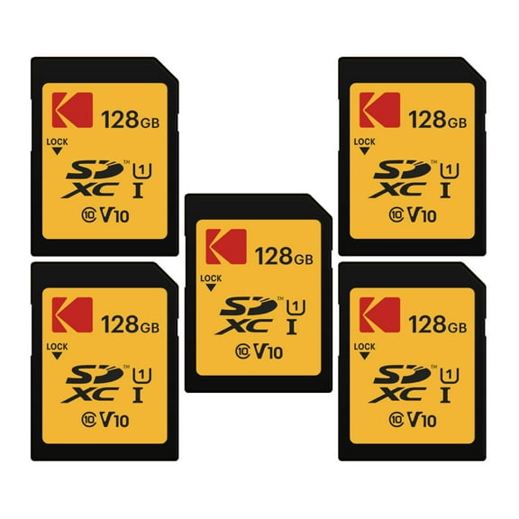 Kodak 128GB SD Class 10 UHS-I U1 V10 Full HD Memory Card (5-pack) bundle