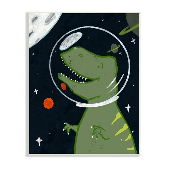 Stupell Industries Fantasy Dinosaur Astronaut Milky Way Space T-Rex Outer Space Painting Unframed Art Print Wall Art, 10 x 15
