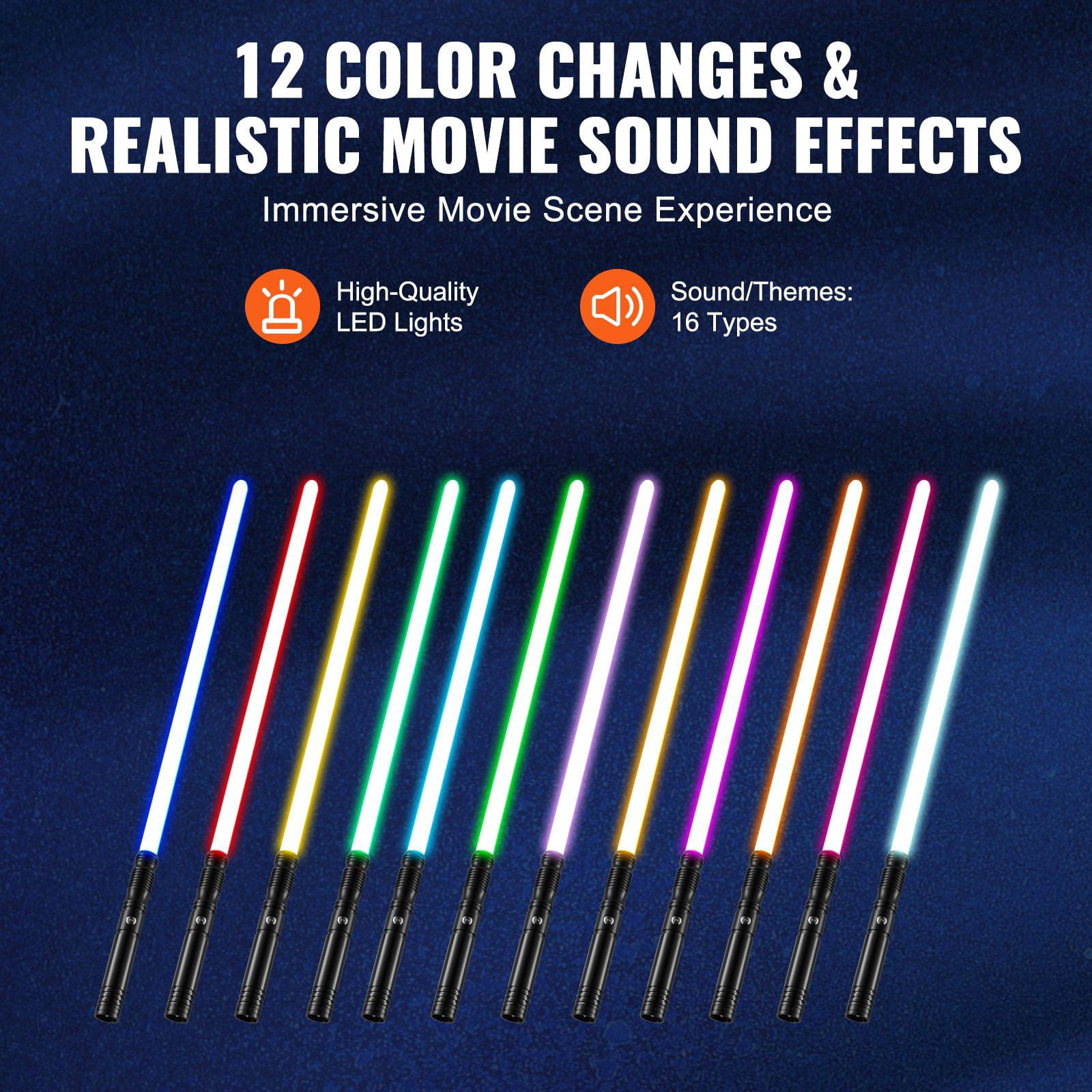 Rechargeable LED Light Sword, 40-Inch with 16 Sound Effects and 12 RGB Light Modes, Motion Control, Aluminum Alloy Handle, Ideal for Halloween and Parties