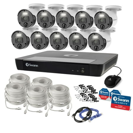 Swann - Master Series 16-Channel, 10-Camera, Indoor/Outdoor PoE Wired 4K UHD 2TB HDD NVR Security Surveillance System