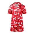 thumbnail image 5 of CONZONE Christmas Womens Pajamas Sets 2 Peice Pjs Set Short Sleeve Satin Sleepwear Tops Shorts Xmas Letter Graphic Comfy Nightwear Loungewear for Lady, 5 of 5