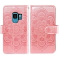 thumbnail image 6 of Asuwish Compatible with Samsung Galaxy S9 Wallet Phone Case and Tempered Glass Screen Protector Flower Faux Leather Flip Credit Card Holder Stand Zipper Cell Cover for S 9 Edge 9S GS9 Women Pink, 6 of 9