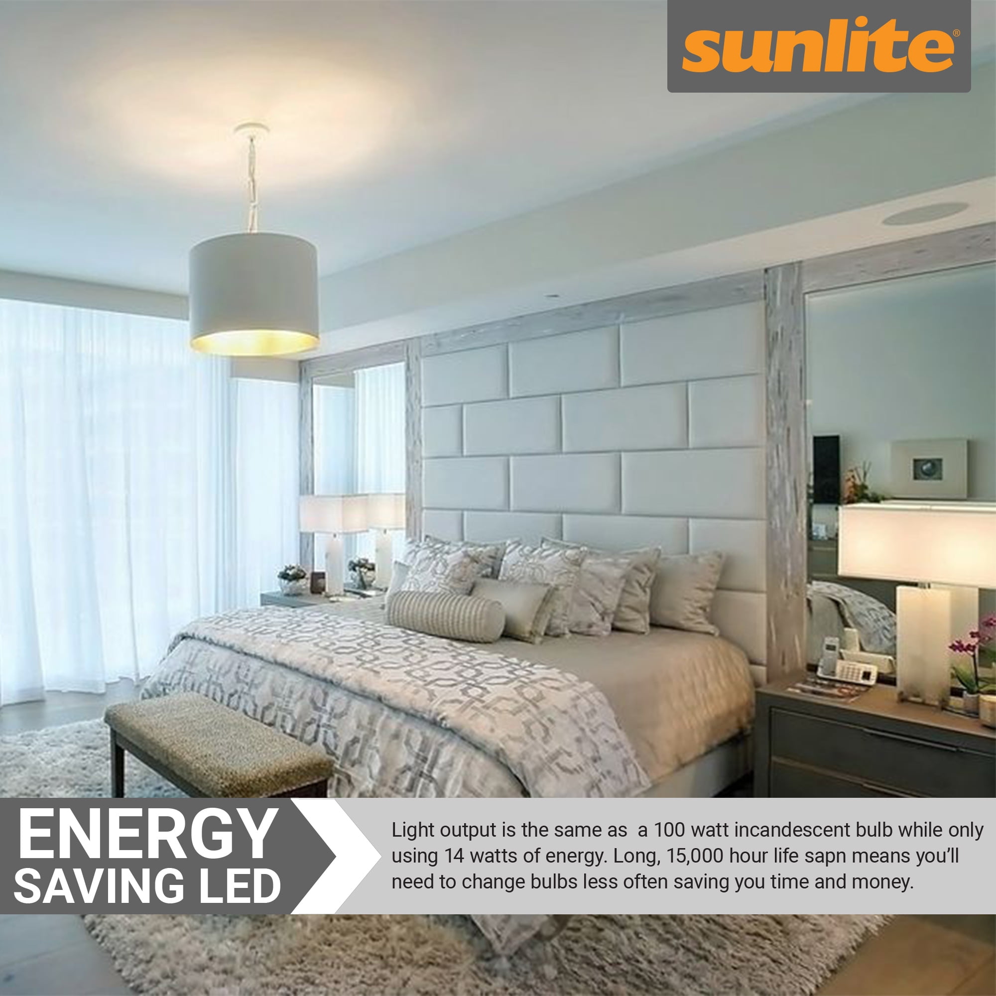 Sunlite LED A19 Light Bulbs, 14 Watts (100W Equivalent), Medium Base (E26), Non-Dimmable, Frost, UL Listed, 5000K Daylight, 6-Pack