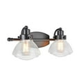 thumbnail image 5 of Aspen Creative 62061, Two-Light Metal Bathroom Vanity Wall Light Fixture, 17 1/2" Wide, Transitional Design in Black with Clear Seedy Glass Shade, 5 of 6