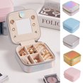 thumbnail image 1 of Dengjunhu Jewelry Box with Mirror, Portable Mini Travel Case Display Storage Holder Boxes for Stud Earrings for Women Girls, Small Travel Jewelry Organizer ,Necklaces, Rings , Bracelets, 1 of 7