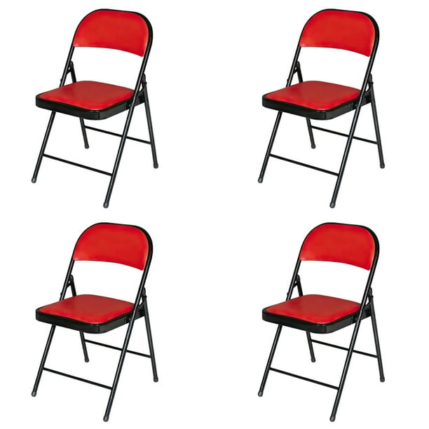 Sillas Plegables Ilios Innova Con Estructura De Metal Acojinada Color Rojo Con Negro Para Fiesta o Jardín