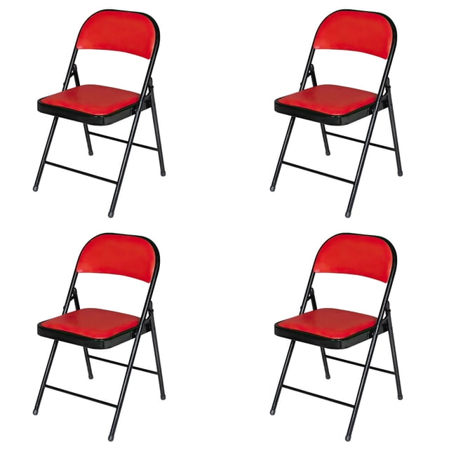 Sillas Plegables Ilios Innova Con Estructura De Metal Acojinada Color Rojo Con Negro Para Fiesta o Jardín
