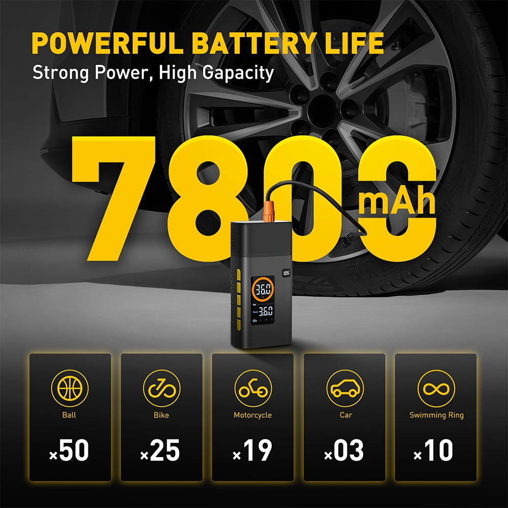 AUXITO Tire Inflator Portable Air Compressor, 150 PSI Cordless Air Pump with 7800mAh Rechargeable Battery for Car, Truck, Motorcycle Tires & Ball,  Compact Bike Pump