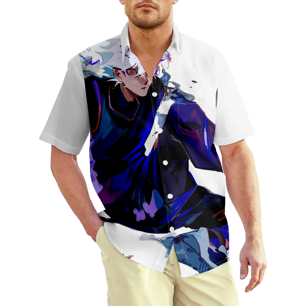 Blue Lock Characters Graphic Shirt Tops For Men Blue Lock Front Buttons 
