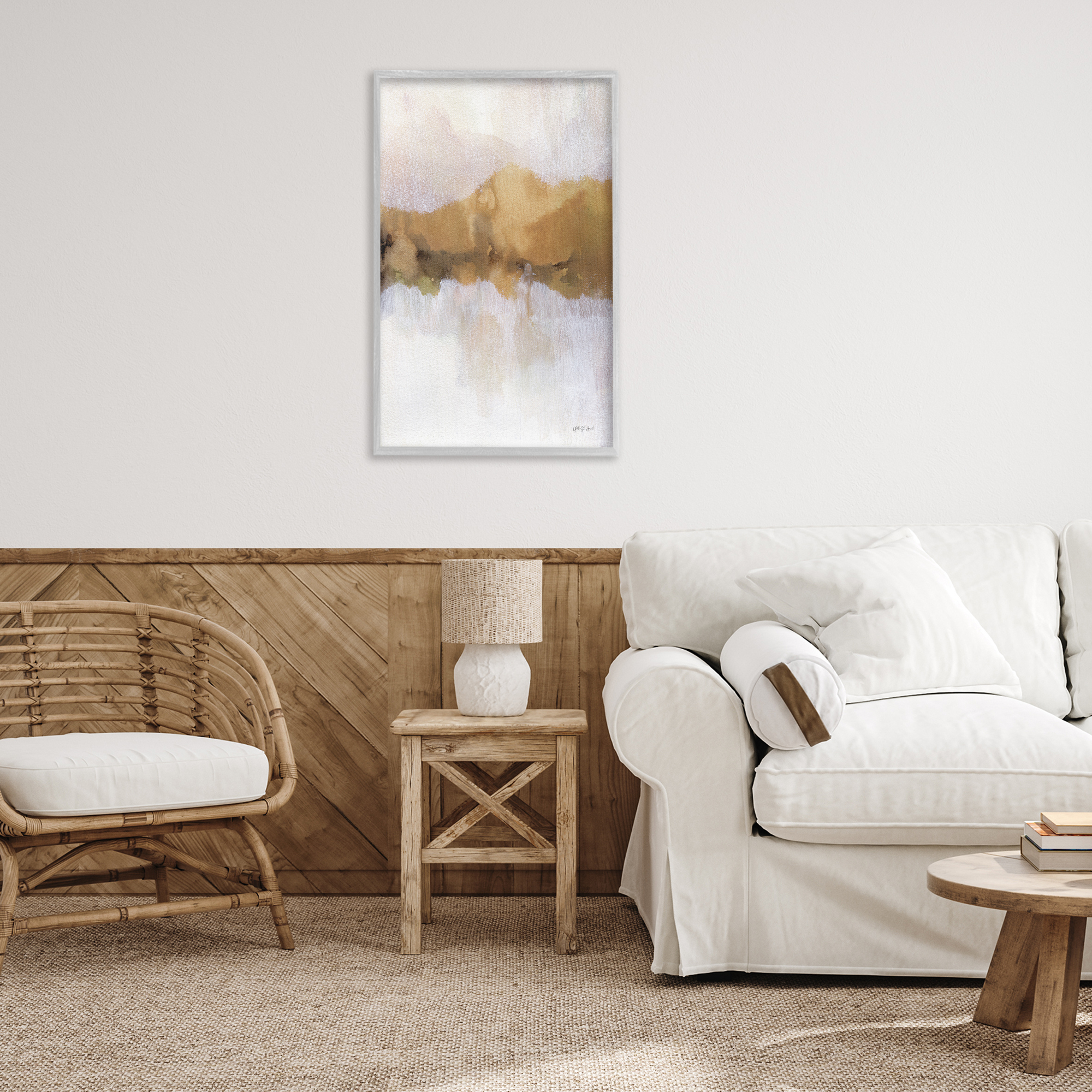 Stupell Industries Centric Golden Abstract Abstract Painting Gray Framed Art Print Wall Art, 20 x 30