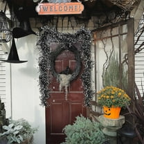 Halloween Artificial Leaf Garlands Rattan,Realistic Leaves Mimicking Natural Foliage Garlands for Home Porches, Front Doors, Outdoor Areas, Thanksgiving, Halloween Decor 66.9Inch Black