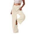 thumbnail image 2 of Patlollav Womens Long Pants Comfortable Home Pants Solid Color Casual Wide Leg Sports Pants Trousers, 2 of 6