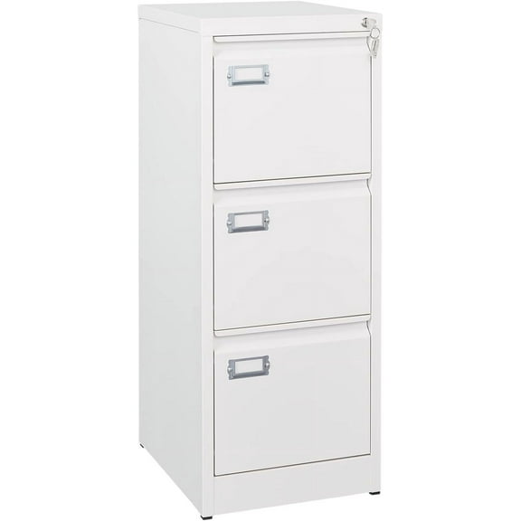 2-Drawer File Cabinet, 16.3" Deep Vertical Filing Cabinet with Lock, Metal File Cabinet for Home Office, Anti-Tip 2 Storage Drawers for Letter/Legal/A4/F4 Size (Assemble Required, White)