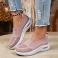 thumbnail image 2 of Women's Orthopedic Slip On Sneakers with Air Cushion Lightweight Non Slip Walking Shoes Breathable Stretchy Platform Loafers Pink Size 7, 2 of 4