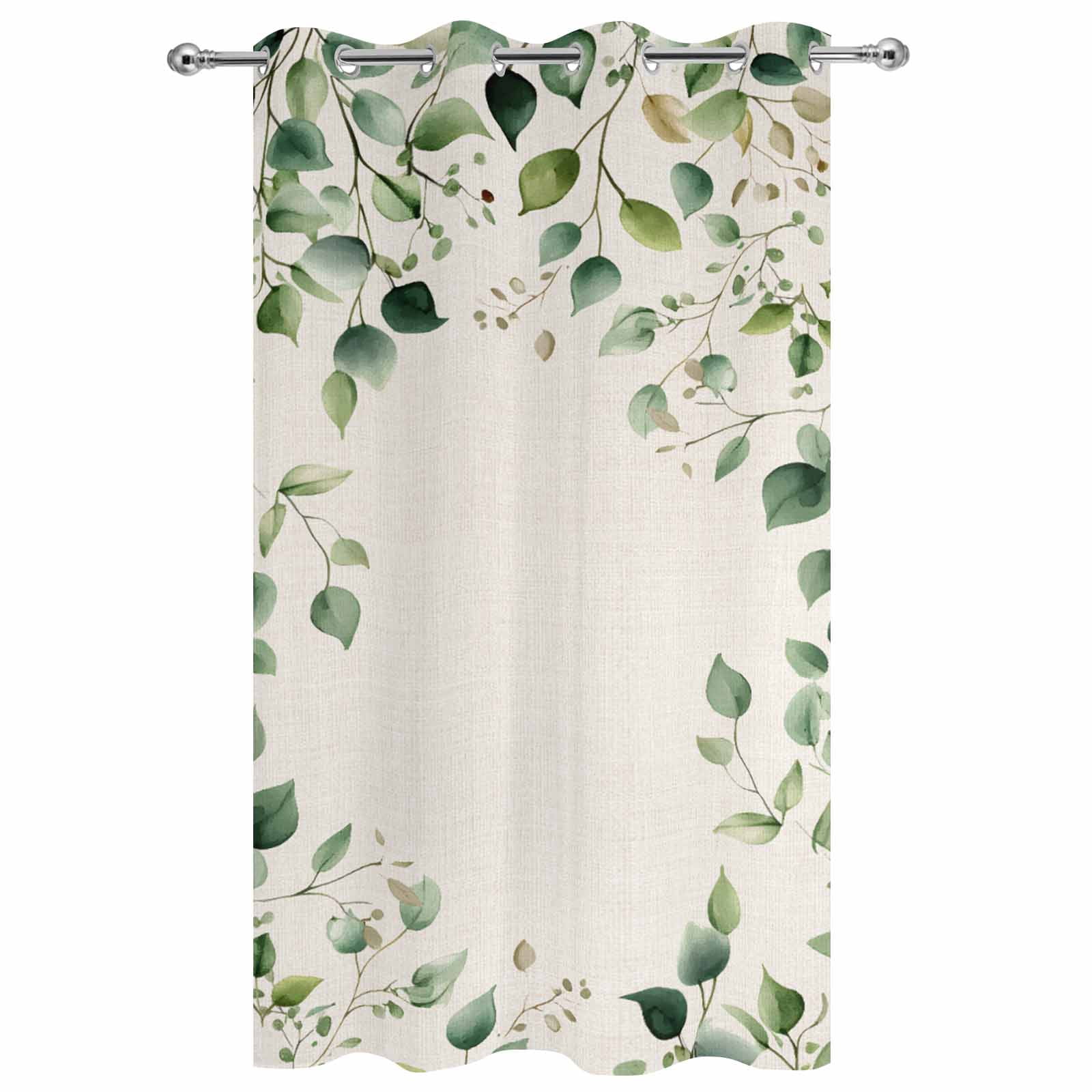 Outdoor Curtains for Patio Waterproof, Eucalyptus Leaf Windproof Pravicy Outside Porch Blackout Curtain, Watercolor Green Plant Vintage Country Sun Blocking Grommets Curtains for Cabana 54"x95"