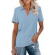thumbnail image 1 of Camisetas de manga corta para mujer Camisas con cuello en V de verano Camisetas básicas informales con cuello Blusa azul cielo/L, 1 of 6