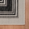 thumbnail image 6 of Laddha Home Designs 7.5' x 9.5' White and Gray Striped Border Rectangular Outdoor Area Throw Rug, 6 of 8