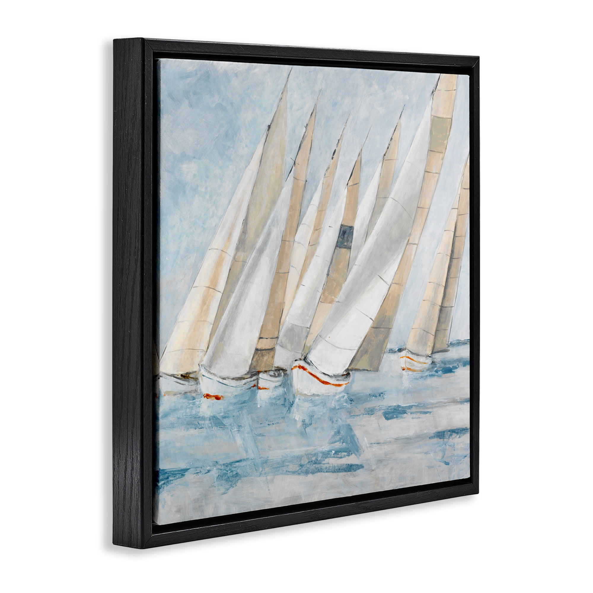 Stupell Industries Sailboat Regatta Coastal Scene Black Framed Floater Canvas Wall Art, design by Lorenzo Collective