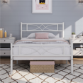 thumbnail image 1 of Fullfurnique Simple Metal Platform Bed with Curved Design for Adult, Twin, White, 1 of 6