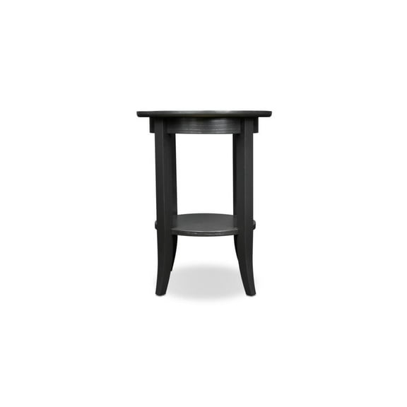 Farmhouse Side Table with Glass Top - Solid Wood End Table for Living Room - 18" Round Accent Table