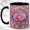 Black, variant on Faceted Pink Rose Accent Mug, 11oz Ceramic Coffee Cup for Rose Lovers