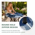 thumbnail image 4 of Round Outdoor Tablecloth with Umbrella Hole and Zipper, Vintage Abstract Tablecloth with Elastic Waterproof, Minimalist Patchwork Pattern Navy Blue Patio Table Covers for 55" - 60" Pool Tables, 4 of 9