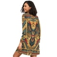 thumbnail image 2 of FORMRS Womens Long Sleeve Nightgowns Crew Neck Sleep Shirt Soft Pajamas Sizes S-3XL, Retro Abstract Eagle, 2 of 8