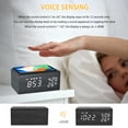 ELECTIME Wooden Digital Alarm Clock with Wireless Charging, Temperature, Humidity, 3 Alarms