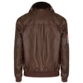thumbnail image 3 of Mens Leather US Aviator Bomber Jacket - Crook in Brown, 3 of 4