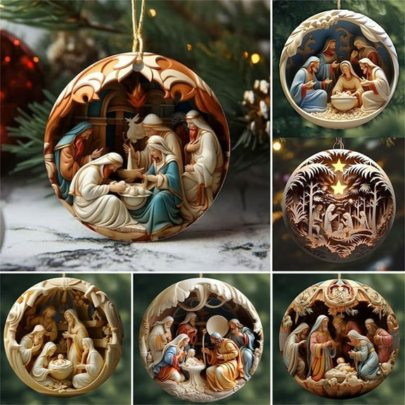 Exhoden Nativity Scene Ornaments, Christmas Hanging Decor for Trees, Christmas Hanging Ornament,Nativity Christmas Ornament