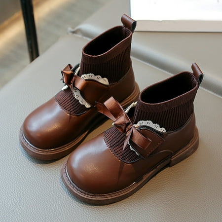 

GUOBIOZIY Kid Girl s Toddler Fashion Cute Princess Warm Ankle Boots (Brown 6-7 Y)