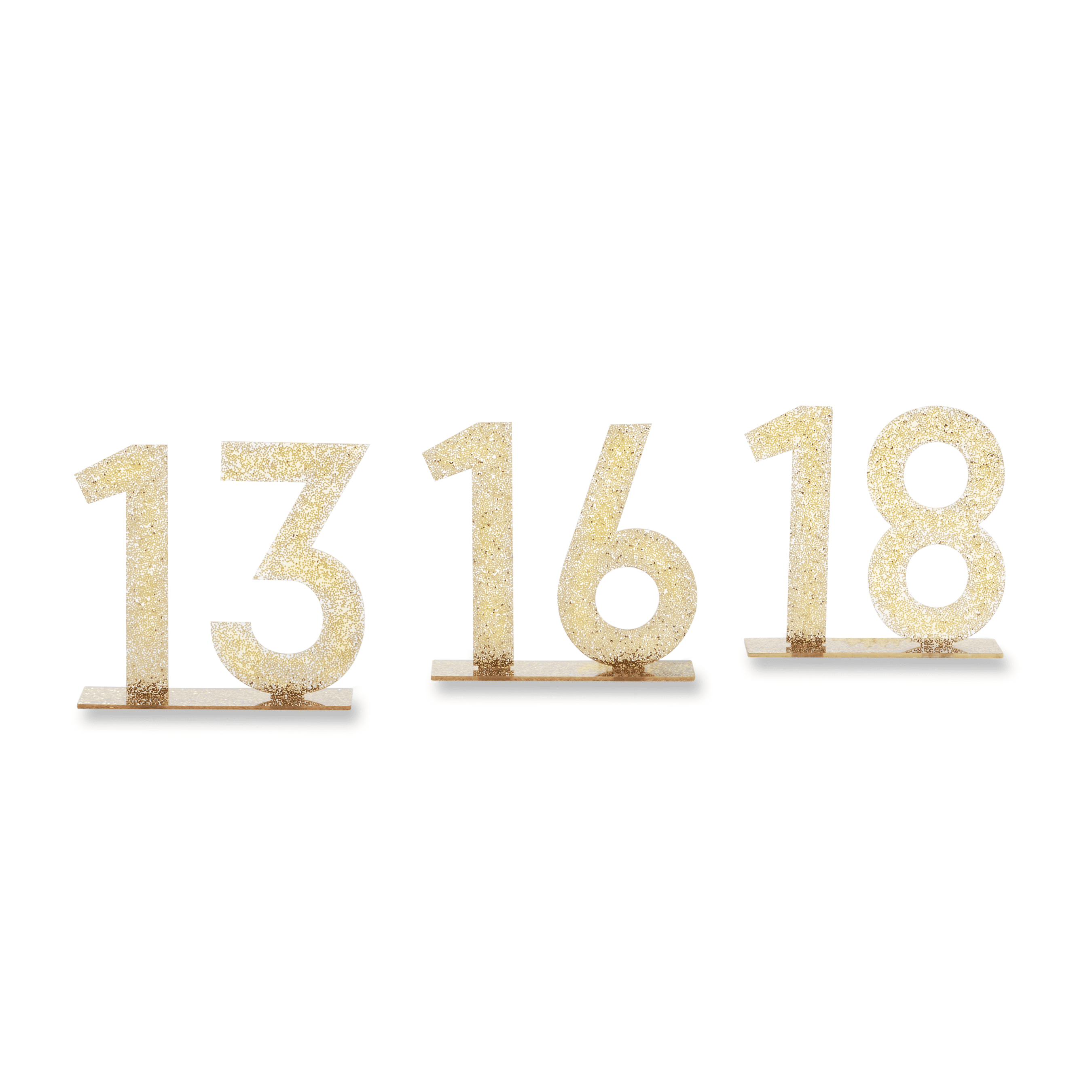 Gold Glitter Acrylic Table Numbers (1318), Great for Weddings