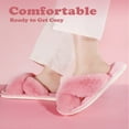 thumbnail image 2 of Simperf Women's Fuzzy Slippers Plush Cross Band Open Toe House Thick Sole Slippers House Slippers Pink 11-12, 2 of 7