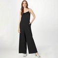 thumbnail image 7 of Womens Casual Loose Jumpsuits Summer Boho Wide Leg Rompers Sleeveless Overalls with Pockets Black XL, 7 of 7