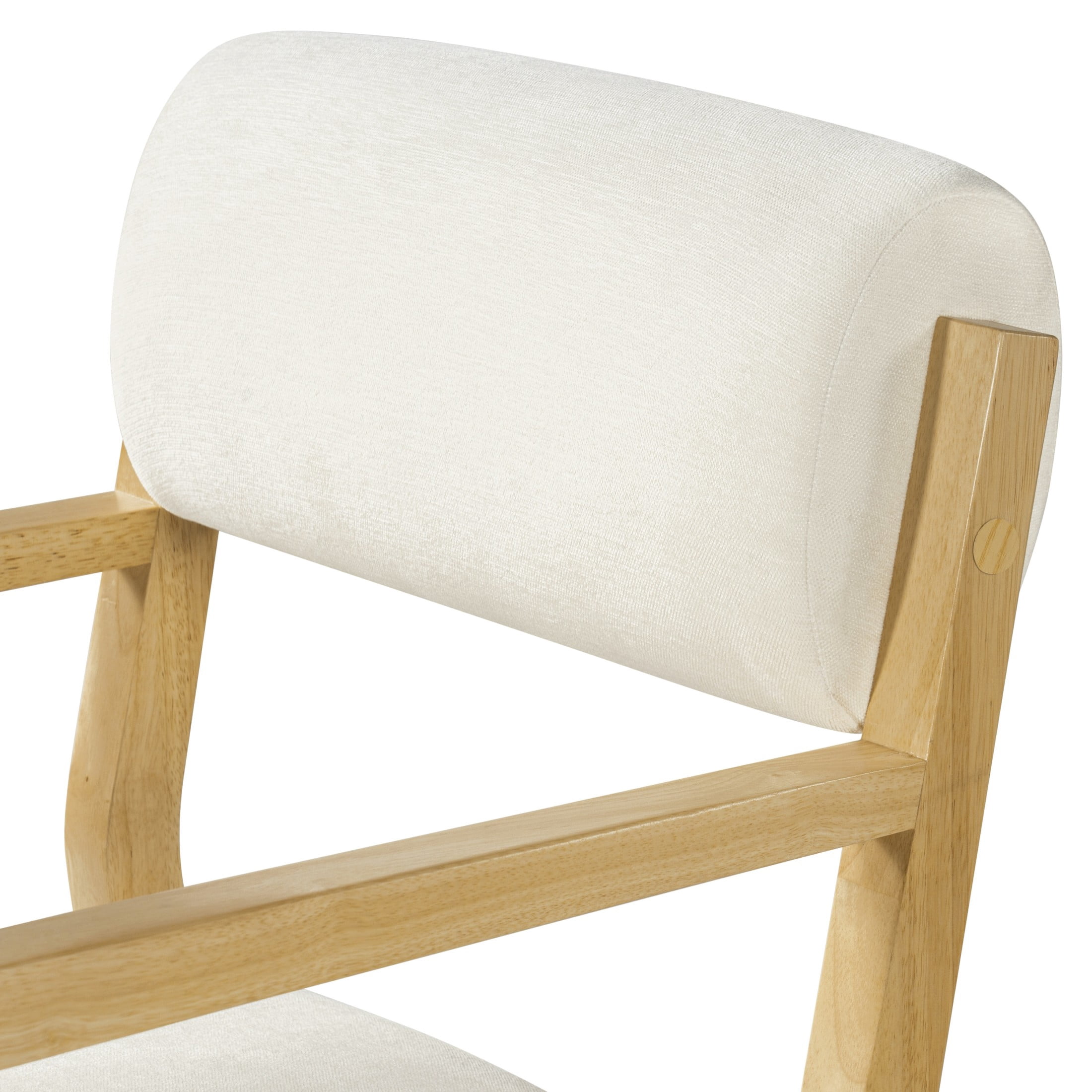 Christopher Knight Home Scandinavian Upholstered Dining Armchairs, Wood Frame, Natural+Beige, Set of 2