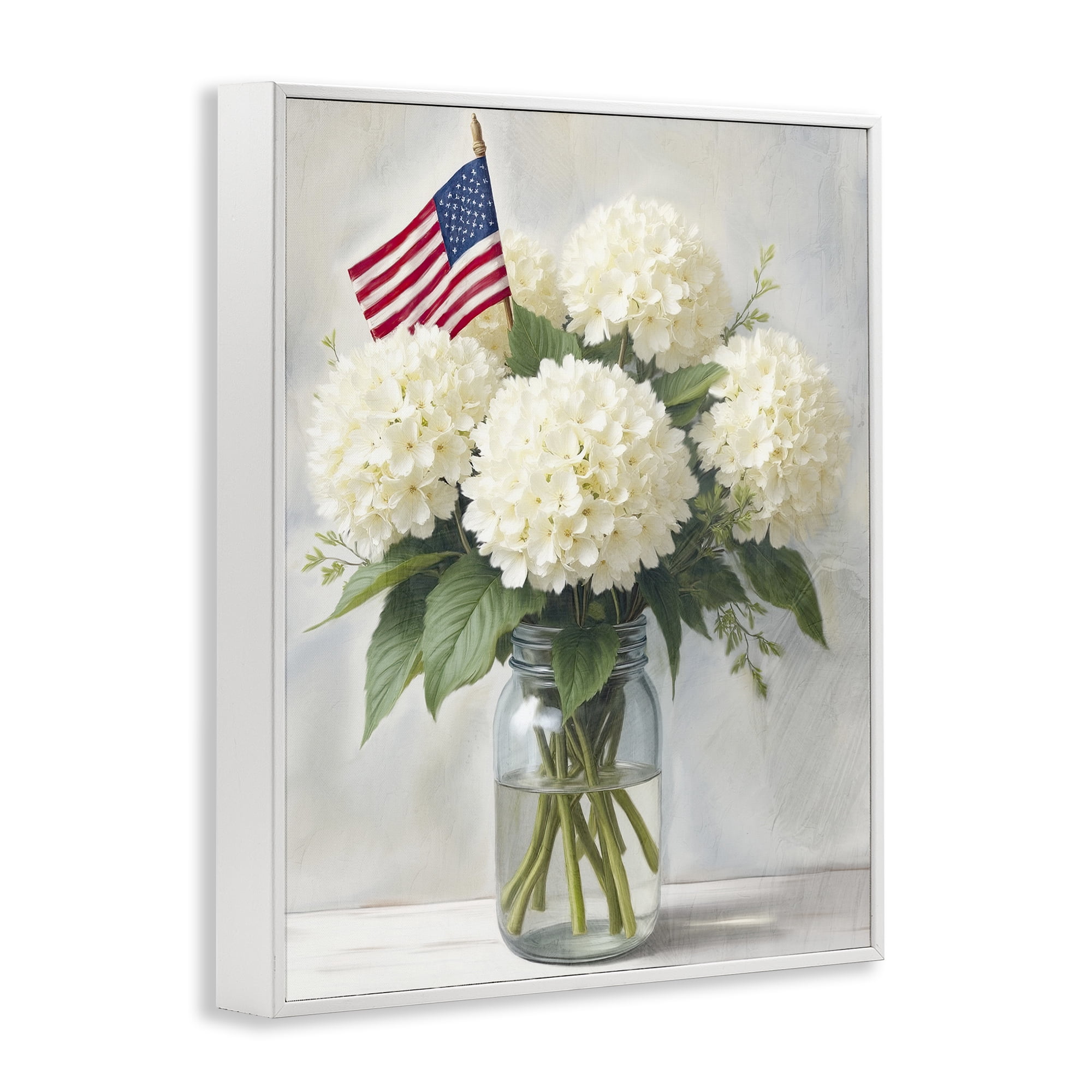 Stupell Industries Festive Patriotic Hydrangea White Framed Giclee Art, design by Kim Allen