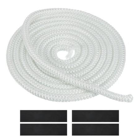 3/8" x 157" Wood Stove Gasket Kit, Fiberglass Round High-Temperature Resistance Seal Rope Replacement with 4pcs Joint Tapes for Stoves Fireplace Door, White