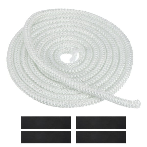 3/8" x 157" Wood Stove Gasket Kit, Fiberglass Round High-Temperature Resistance Seal Rope Replacement with 4pcs Joint Tapes for Stoves Fireplace Door, White