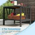 thumbnail image 3 of Patiojoy Table d'Appoint Extérieur avec Trou pour Parasol de 1,57 Pouces Table d'Extrémité de Patio en Métal à 2 Niveaux avec Tablette de Rangement, 3 of 9