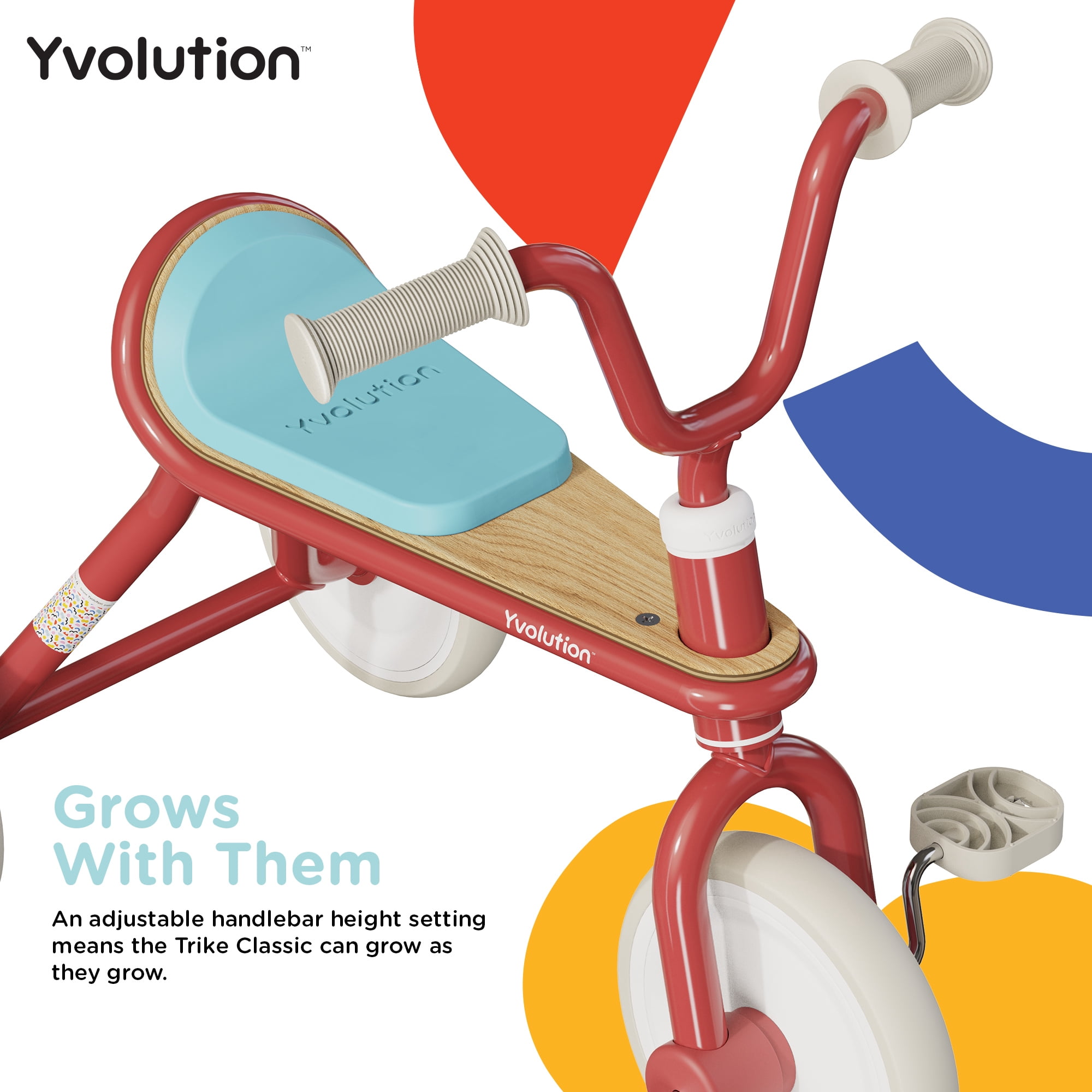 Yvolution Kids Tricycle, Classic Trike, Vintage Design, 18 Months to 3 Years Old, Red