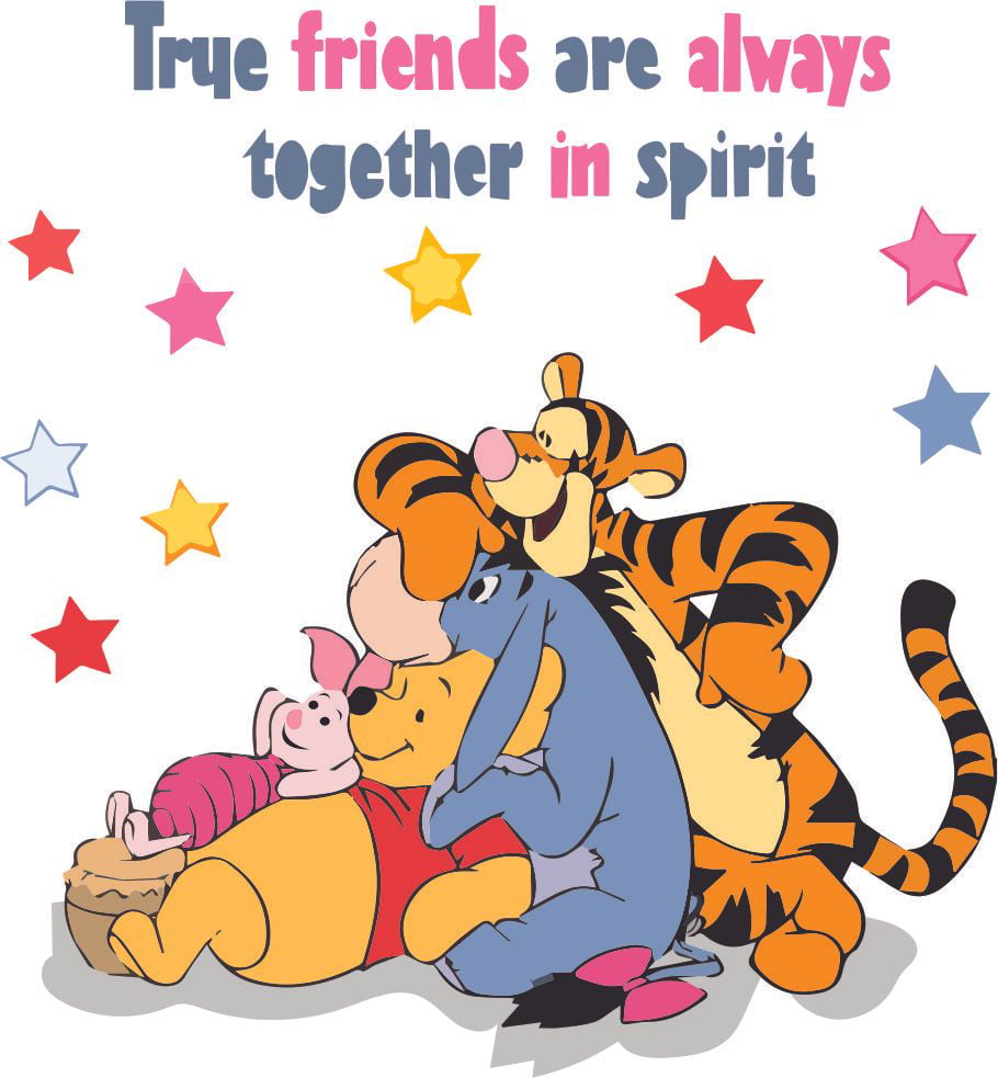 Home Nursery Art Winnie The Pooh And Friends Vinyl Wall Decal Friendship  Quotes - True Friends Are Always Together In Spirit | 10